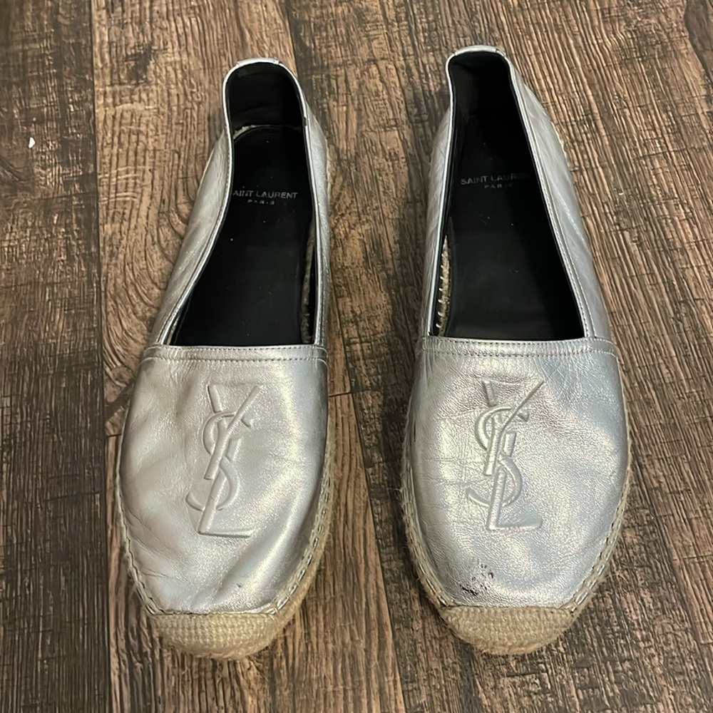 Yves  Saint  Laurent  espadrilles silver metallic